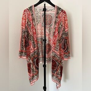 Chico’s Draped Kimono-Cardigan Top | Size 2 (L) | Chic Statement Layer